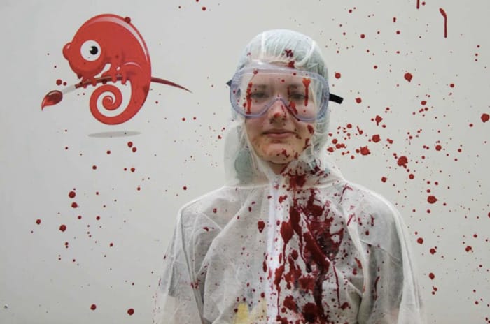 gorton studio student blood gag